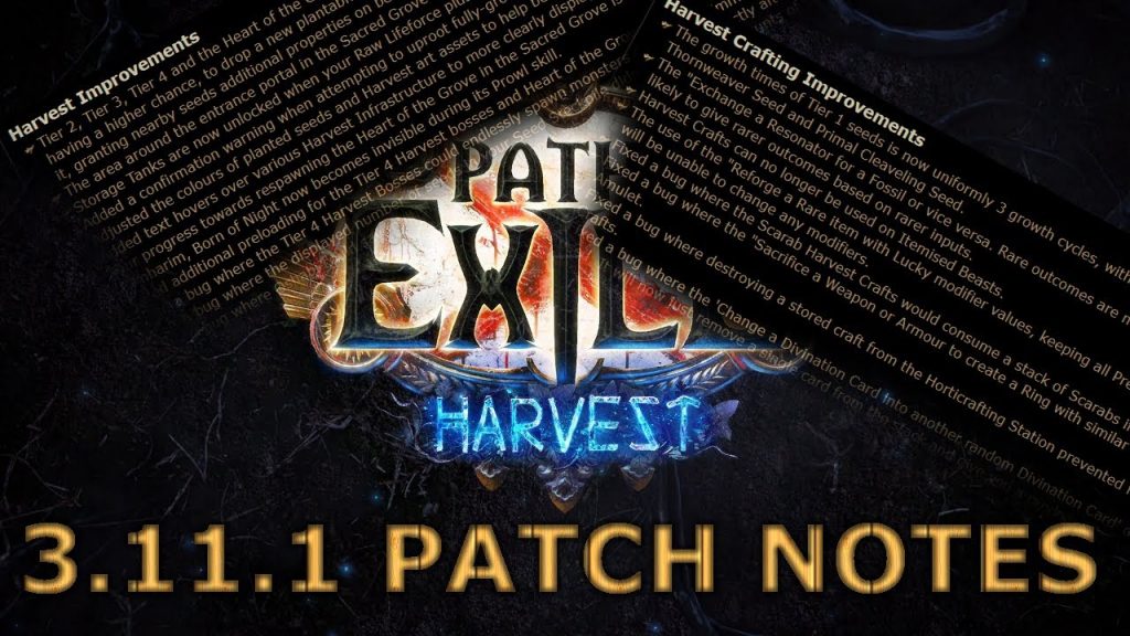 Path of Exile Patch 3.11.1 - Harvest and Harvest Crafting Improvements